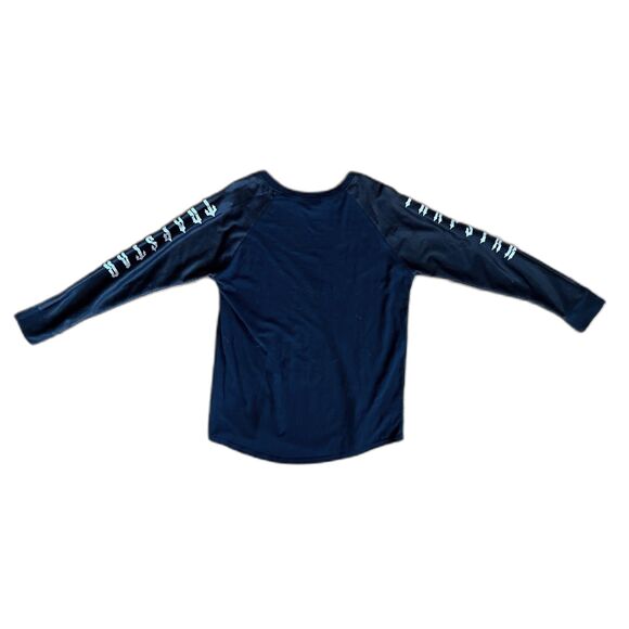 TRAPSTAR Black Mesh Sleeve Gothic Emo Shirt Tee Top Women's Size Small - Picture 2 of 11